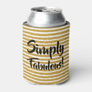Gold Glitter Stripe Can Cooler