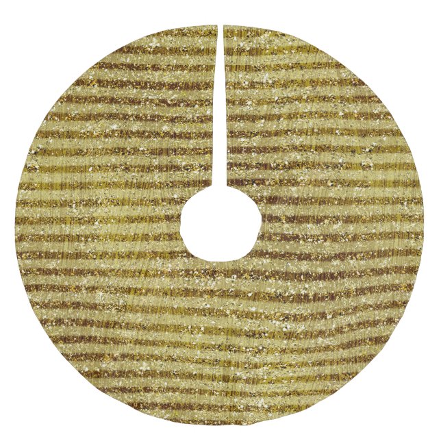Gold Glitter Stripes Brushed Polyester Tree Skirt (Front)