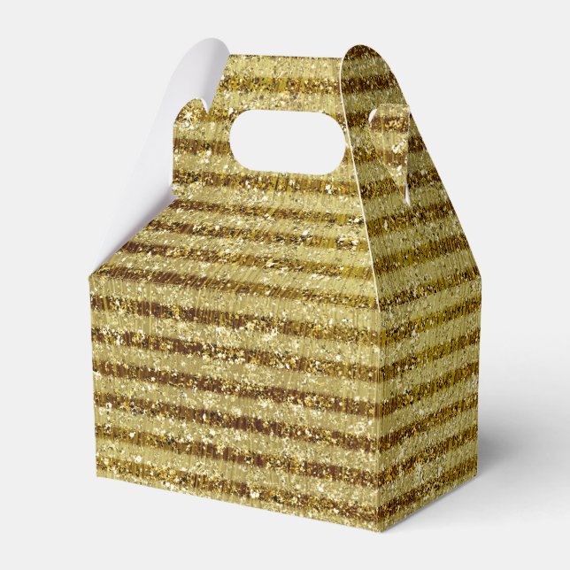 Gold Glitter Stripes Favour Box (Front Side)