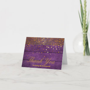 Gold Glitter Stripes For Being My Bridesmaid Thank You Card