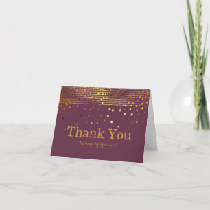Gold Glitter Stripes For Being My Bridesmaid Thank You Card
