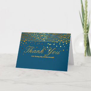 Gold Glitter Stripes For Being My Bridesmaid Thank You Card