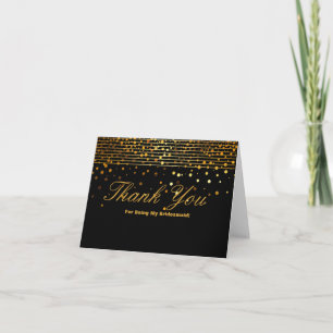 Gold Glitter Stripes For Being My Bridesmaid Thank You Card