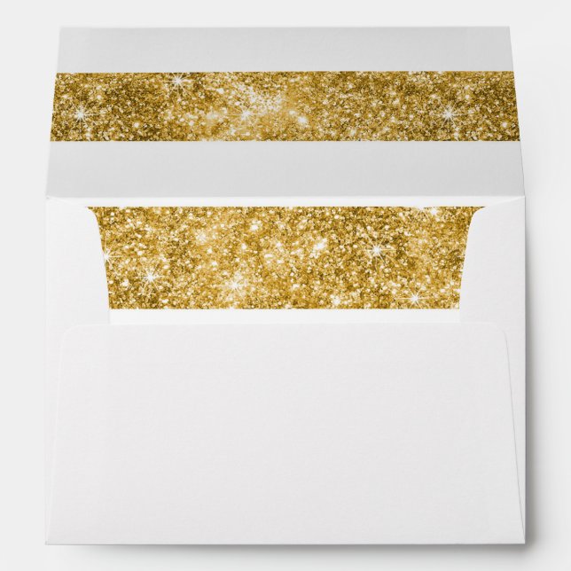Gold Glitter Stripes Vintage Chic Wedding Envelopes (Back (Bottom))