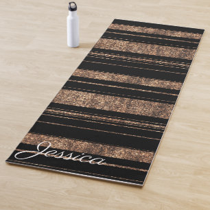 Gold glitter stripes  yoga mat