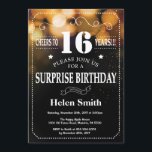 Gold Glitter Surprise 16th Birthday Invitation<br><div class="desc">Gold Glitter Surprise 16th Birthday Invitation. White Typography. Black and White Chalkboard Background. Kids Birthday. Male Men or Women Birthday. Kids Boy or Girl Lady Teen Teenage Bday Invite. 13th 15th 16th 18th 20th 21st 30th 40th 50th 60th 70th 80th 90th 100th. Any Age. For further customisation, please click the...</div>