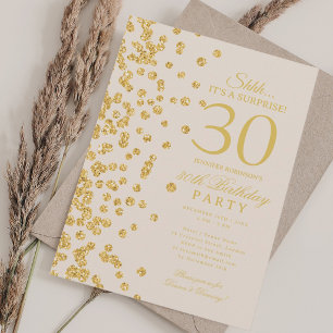 Gold Glitter Surprise 30th Birthday Champagne  Invitation