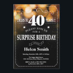 Gold Glitter Surprise 40th Birthday Invitation<br><div class="desc">Gold Glitter Surprise 40th Birthday Invitation. White Typography. Black and White Chalkboard Background. Adult Birthday. Male Men or Women Birthday. Kids Boy or Girl Lady Teen Teenage Bday Invite. 13th 15th 16th 18th 20th 21st 30th 40th 50th 60th 70th 80th 90th 100th. Any Age. For further customisation, please click the...</div>