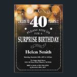 Gold Glitter Surprise 40th Birthday Invitation<br><div class="desc">Gold Glitter Surprise 40th Birthday Invitation. White Typography. Black and White Chalkboard Background. Adult Birthday. Male Men or Women Birthday. Kids Boy or Girl Lady Teen Teenage Bday Invite. 13th 15th 16th 18th 20th 21st 30th 40th 50th 60th 70th 80th 90th 100th. Any Age. For further customisation, please click the...</div>
