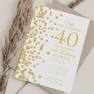 Gold Glitter Surprise 40th Birthday Party Invitation