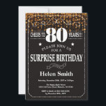 Gold Glitter Surprise 80th Birthday Invitation<br><div class="desc">Gold Glitter Surprise 80th Birthday Invitation. White Typography. Black and White Chalkboard Background. Adult Birthday. Male Men or Women Birthday. Kids Boy or Girl Lady Teen Teenage Bday Invite. 13th 15th 16th 18th 20th 21st 30th 40th 50th 60th 70th 80th 90th 100th. Any Age. For further customisation, please click the...</div>