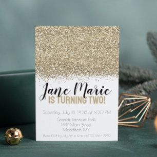 Gold Glitter Sweet Sixteen Birthday Invitation