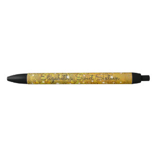 Gold Glitter, Sweet Sixteen, Party Favour Black Ink Pen