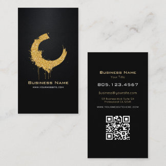 Gold Glitter Swirl • Custom Editable Black Carbon Business Card