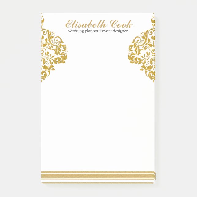 Gold Glitter Swirls & Stripes Post-it Notes (Front)