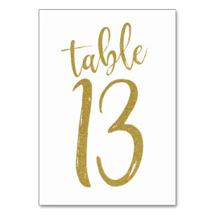 Gold Glitter Table Number 13