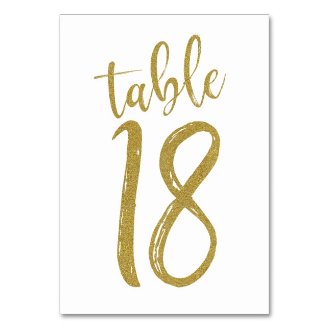 Gold Glitter Table Number 18 (Front)
