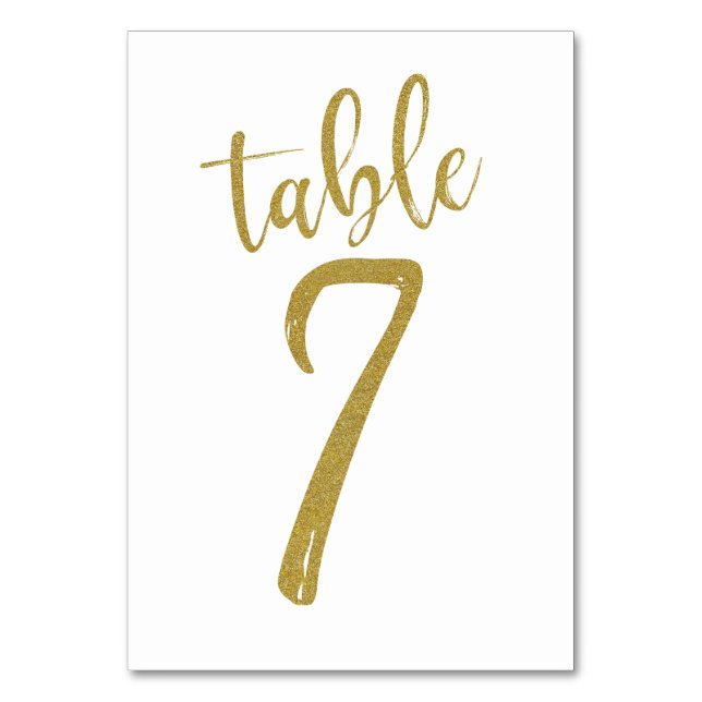 Gold Glitter Table Number 7 (Front)