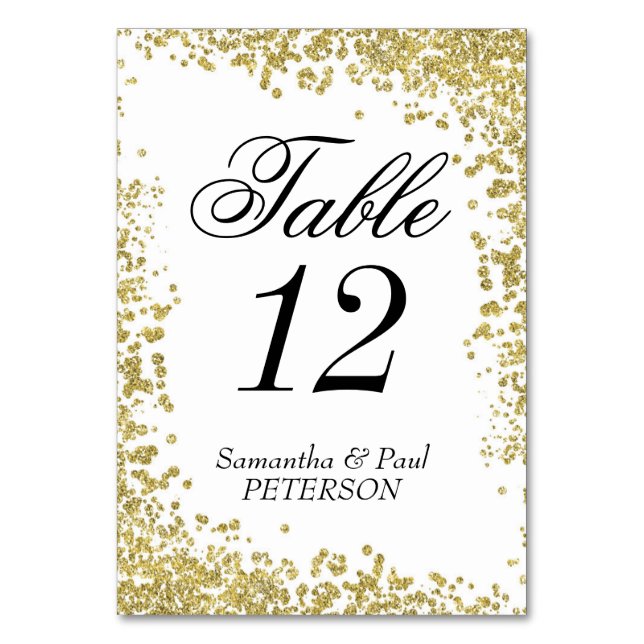 Gold Glitter Table Number Card, 3.5" x 5" (Front)