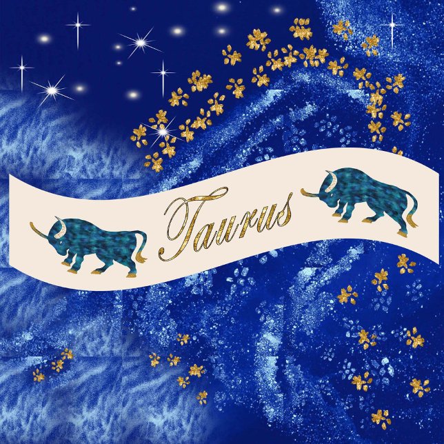 Gold Glitter Taurus Zodiac Birthday Gift Satin Ribbon (Creator Uploaded)
