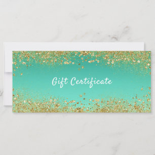 Gold Glitter & Teal Aqua Glam Gift Certificate