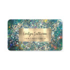 Gold glitter teal opal business card