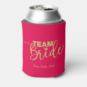 Gold Glitter Team Bride Bachelorette Favours Can Cooler