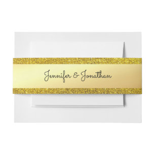 Gold Glitter Template Hand Script Text Elegant Invitation Belly Band