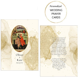 Gold Glitter Texture Orthodox Wedding Prayer Card