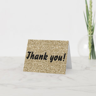 Gold Glitter Thank You Card