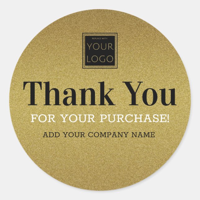Gold Glitter Thank You For Your Purchase Classic Round Sticker (Front)