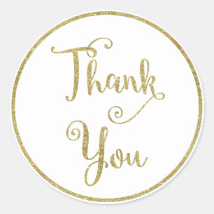 Gold Glitter Thank You Stickers