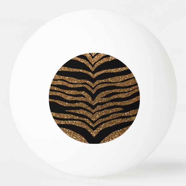 Gold glitter tiger stripes ping pong ball (Front)
