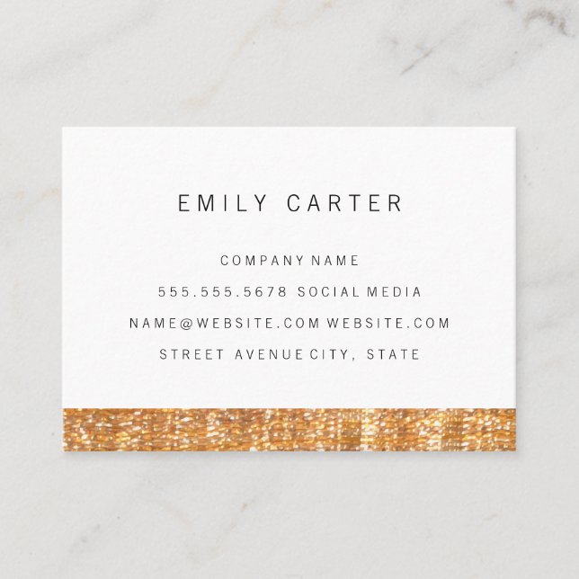 Gold Glitter Trim Business Card (Front)