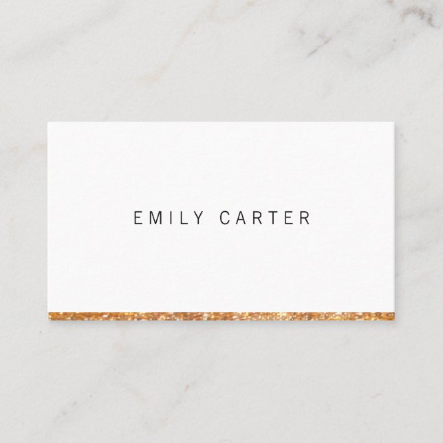 Gold Glitter Trim Business Card (Front)