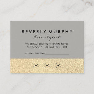 Gold Glitter Trim / Hair Stylist / Appointment Card