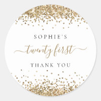 Gold Glitter Twenty First Birthday Thank You