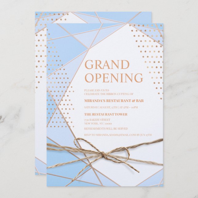 Gold glitter typography Restaurant grand opening Invitation (Front/Back)