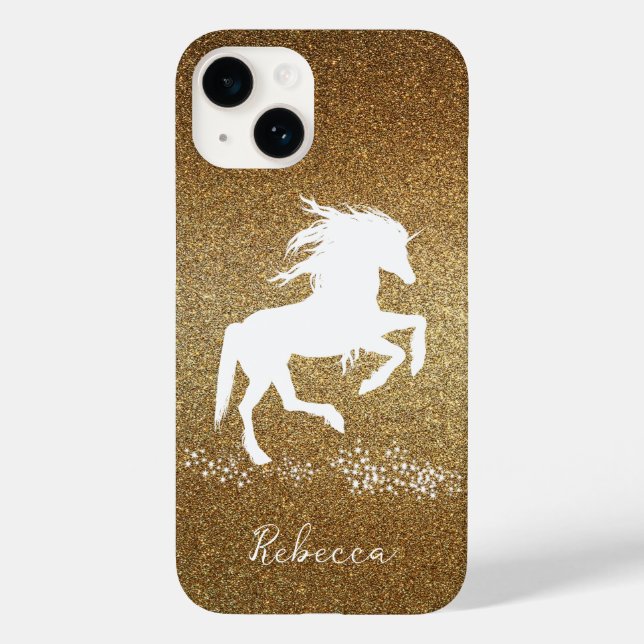 Gold Glitter Unicorn Case-Mate iPhone Case (Back)