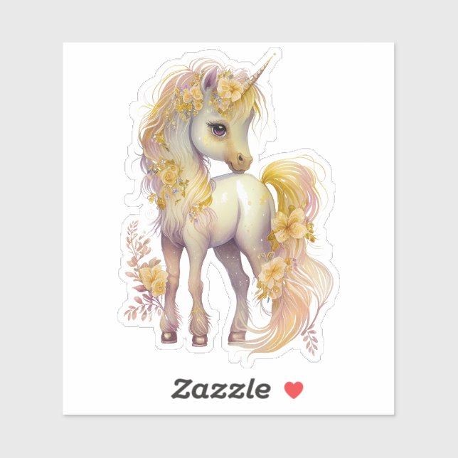 Gold Glitter Unicorn Cute Whimsical Girly  (Sheet)