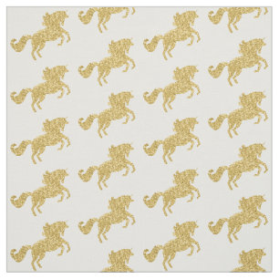 Gold Glitter Unicorn Fabric