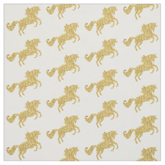 Gold Glitter Unicorn Fabric