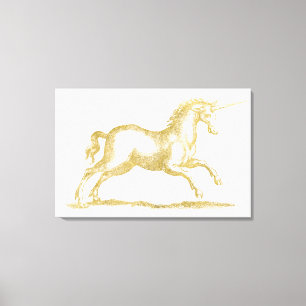 Gold Glitter Unicorn Fantasy Canvas Print