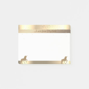 Gold Glitter Unicorn, Stripe,Confetti-Personalised Post-it Notes