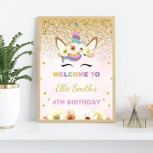 Gold Glitter Unicorn Welcome Signs