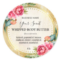 Gold Glitter Vintage Design Body Butter Labels