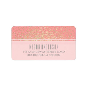Gold Glitter Vintage Glamour Pink Wedding Label