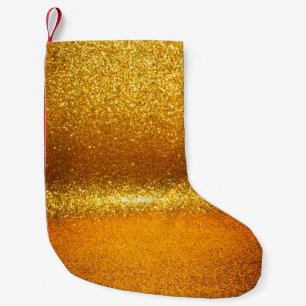 Gold glitter vintage lights texture. christmas ab small christmas stocking