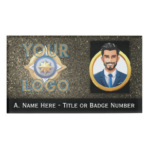 Gold Glitter VIP Security Executive Investigator Name Tag