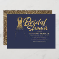 Gold Glitter Wedding Dress Navy Blue Bridal Shower